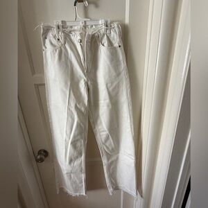 G-Star Women's Distressed White Straight Leg Jeans